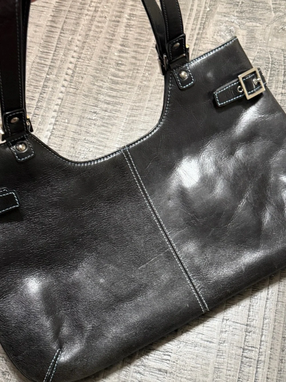 Classic Black Leather Tote Bag - Timeless Women’s Handbag